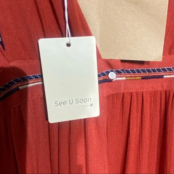 See U Soon NWT Brick/Terracotta Sleeveless Maxi Dress Small - Picture 14 of 16